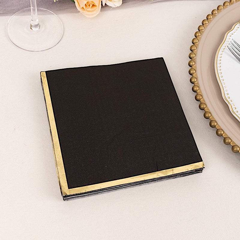 Home Collection 50 Pack Pastel Cocktail Napkins with Gold Trim – 13" 2-Ply Paper