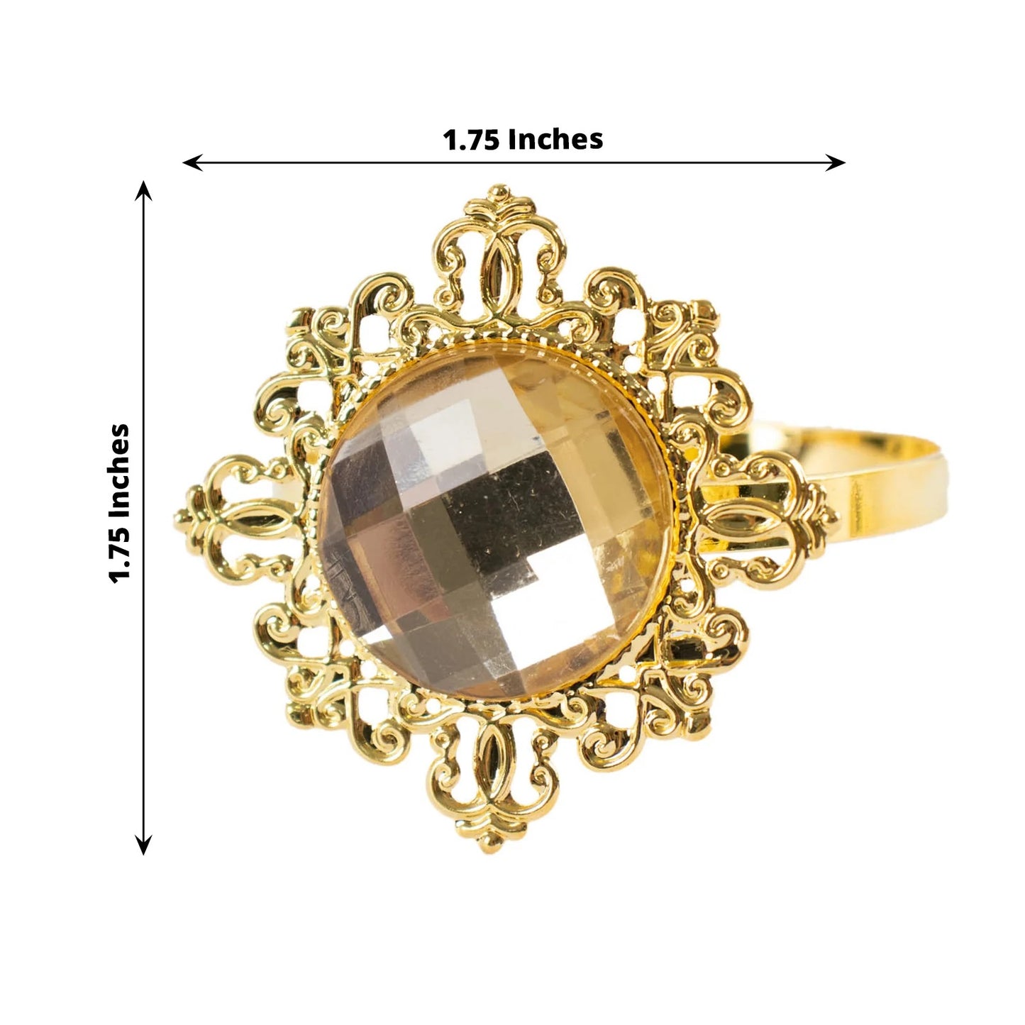 Home Collection Pack of 6 Metal Napkin Rings 2 Inch with Crystal Rhinestone