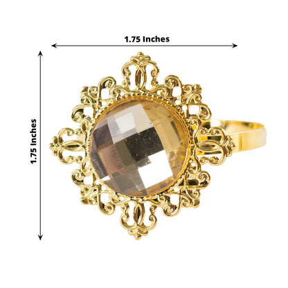 Home Collection Pack of 6 Metal Napkin Rings 2 Inch with Crystal Rhinestone