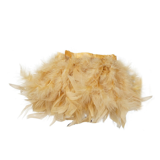 Home Collection 39" Natural Turkey Feather Trim with Satin Ribbon