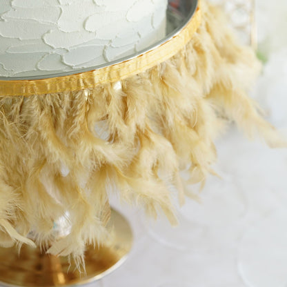 Home Collection 39" Natural Turkey Feather Trim with Satin Ribbon