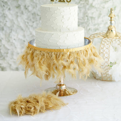 Home Collection 39" Natural Turkey Feather Trim with Satin Ribbon