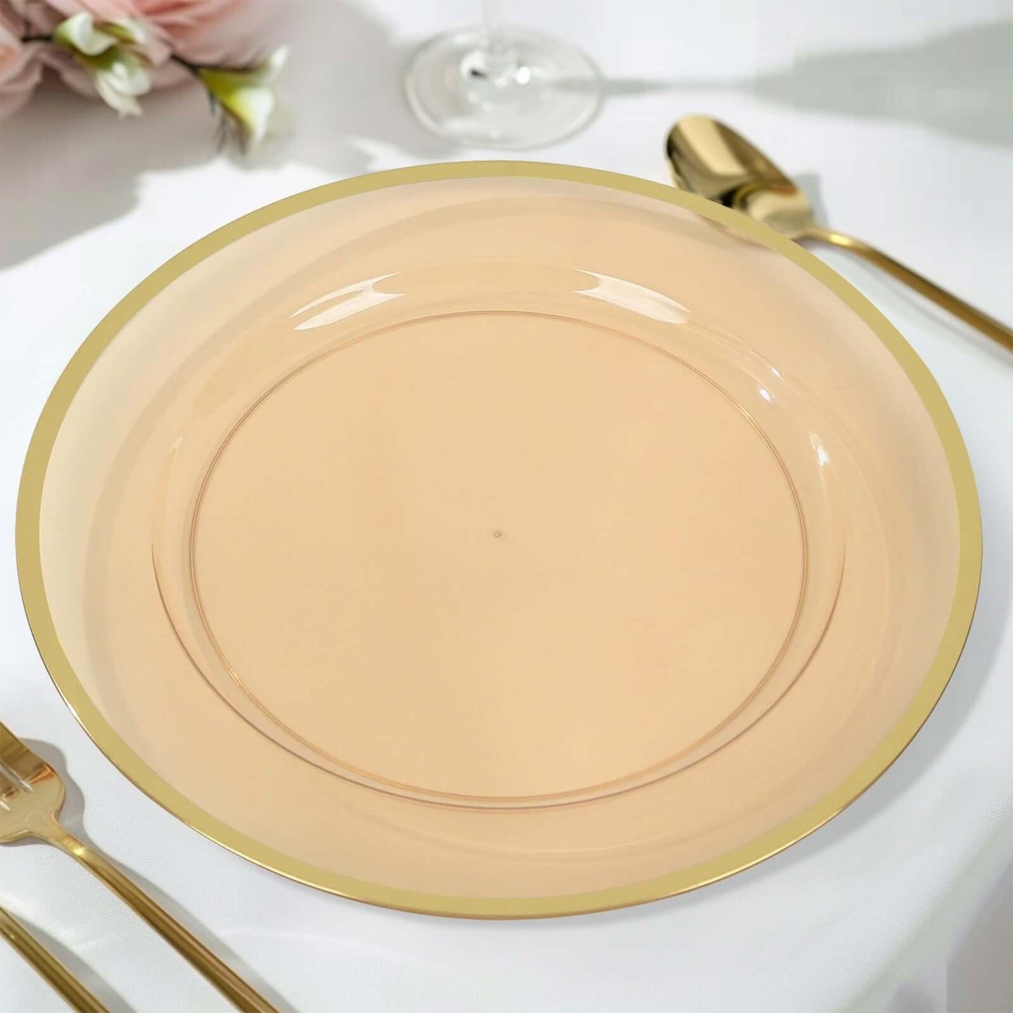 Home Collection 10-Pack 12-Inch Round Heavy Duty Plastic Charger Plates with Metallic Rim