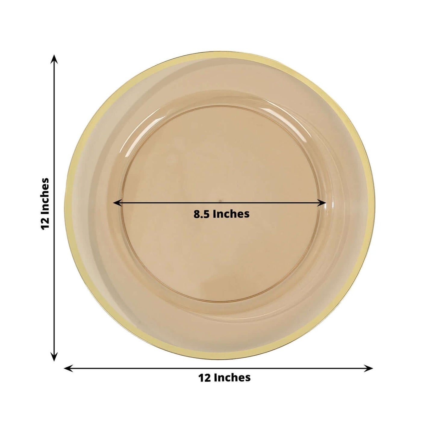Home Collection 10-Pack 12-Inch Round Heavy Duty Plastic Charger Plates with Metallic Rim