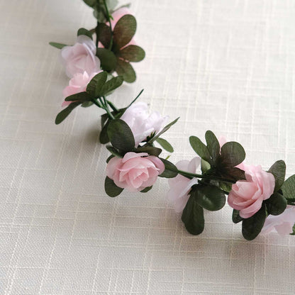 Home Collection 2-Pack 8 ft Silk Artificial Mini Rose Hanging Flower Garlands