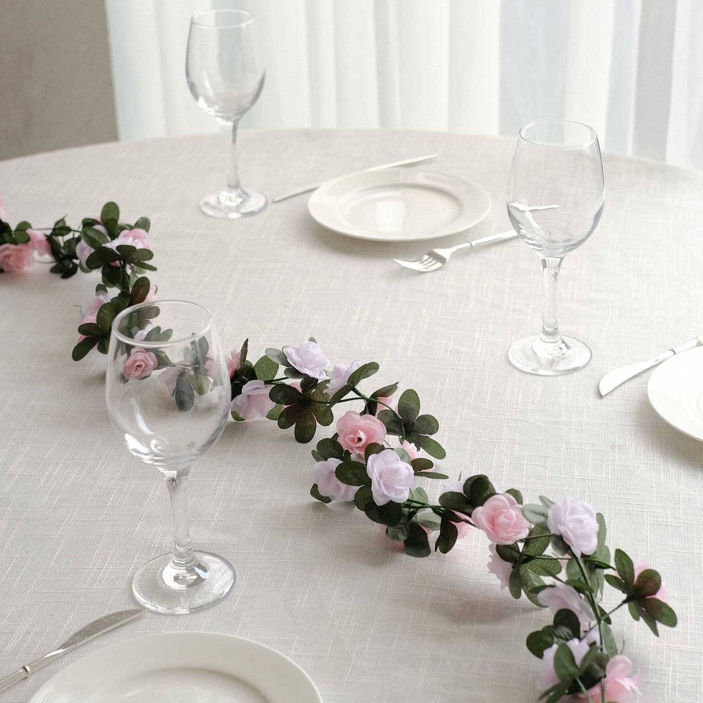 Home Collection 2-Pack 8 ft Silk Artificial Mini Rose Hanging Flower Garlands