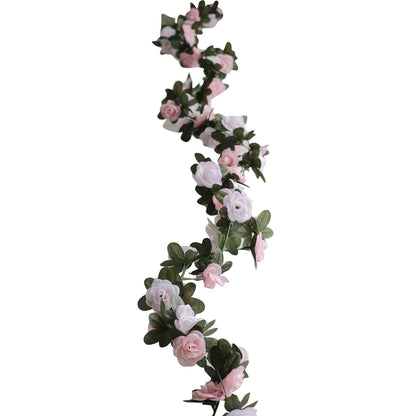 Home Collection 2-Pack 8 ft Silk Artificial Mini Rose Hanging Flower Garlands