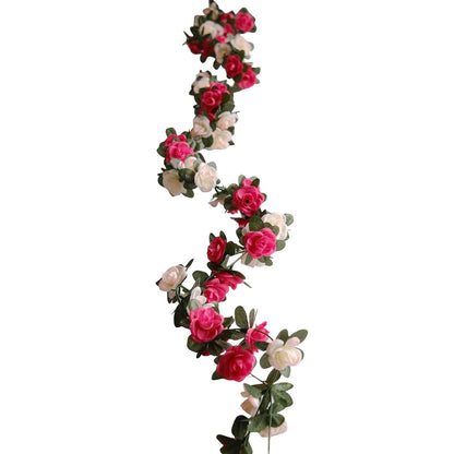 Home Collection 2-Pack 8 ft Silk Artificial Mini Rose Hanging Flower Garlands