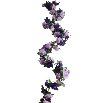 Home Collection 2-Pack 8 ft Silk Artificial Mini Rose Hanging Flower Garlands
