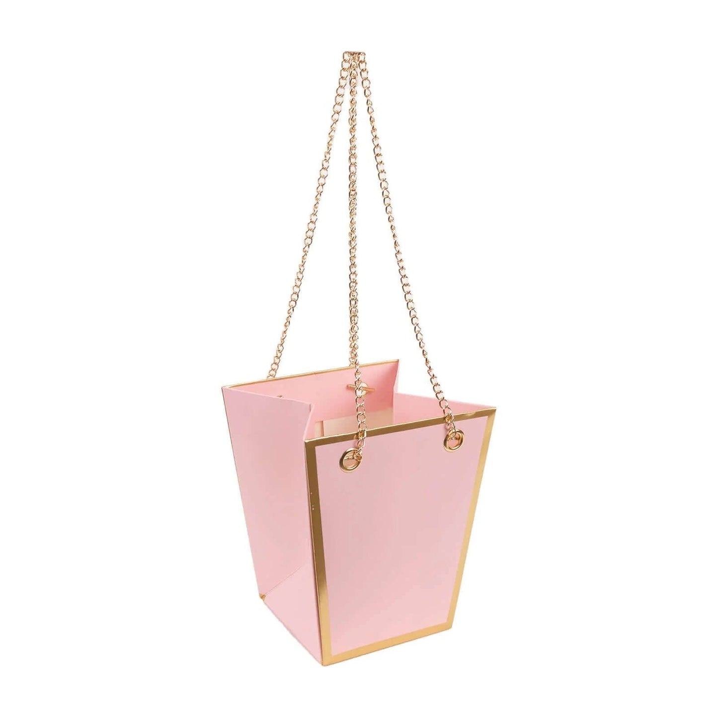 Pack of 6 Edge Trapezoid Paper Gift Bags 5 Inch Gold