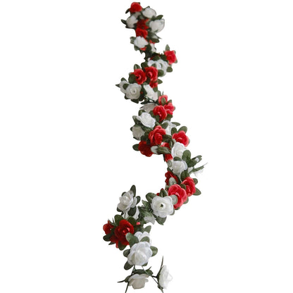 Home Collection 2-Pack 8 ft Silk Artificial Mini Rose Hanging Flower Garlands