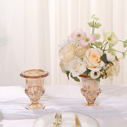 Home Collection 2-Pack Classic Roman Urn Style Glass Flower Vases 6.5"