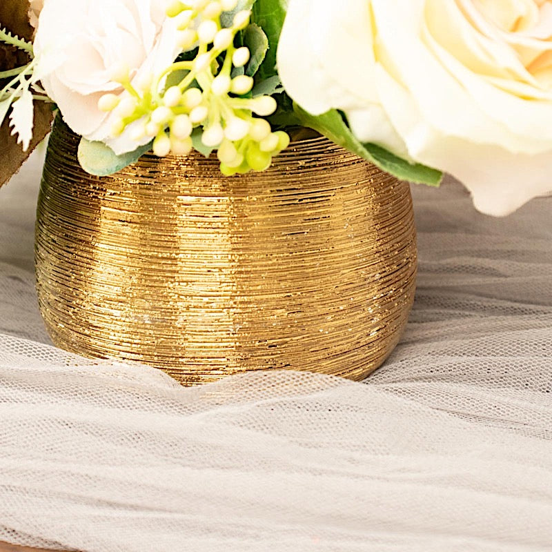 4 pcs 3" Gold Metallic Ceramic Succulent Planters
