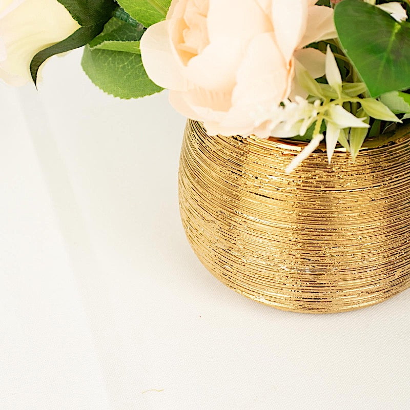 4 pcs 3" Gold Metallic Ceramic Succulent Planters
