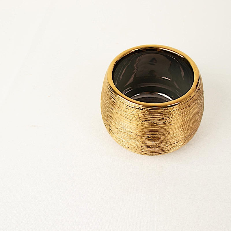 4 pcs 3" Gold Metallic Ceramic Succulent Planters