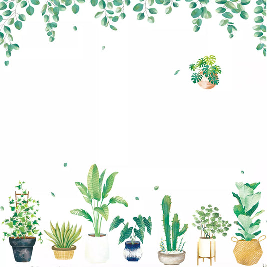 Green Potted Plants Wall Stickers