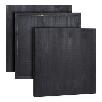 3-Pack 12x12 Black Washed Wooden Plaques