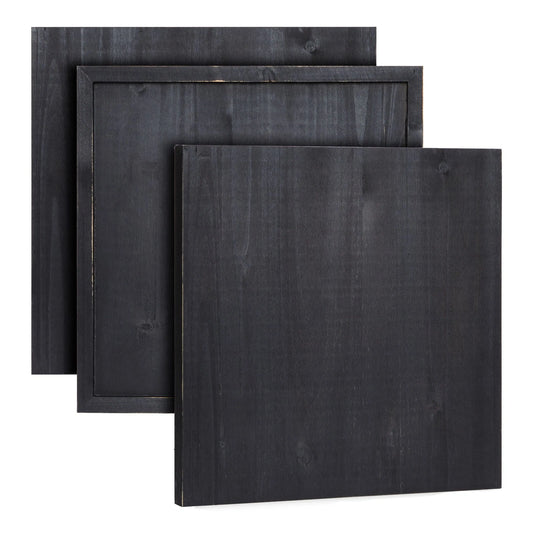3-Pack 12x12 Black Washed Wooden Plaques