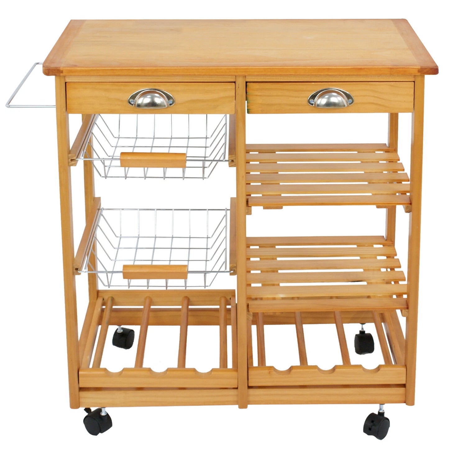 Home Collection Rolling Wood Kitchen Island Cart with Storage Shelf & Drawer