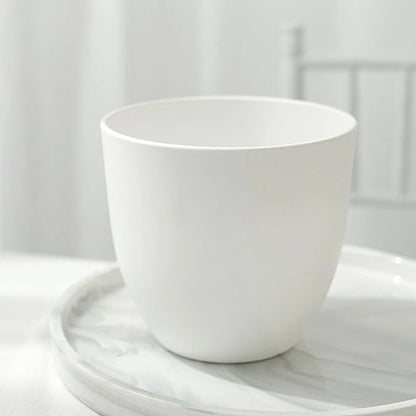 Home Collection 2Pcs White 5.5" Round Plastic Plant Pots