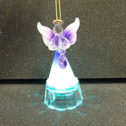 February Birthstone Illuminated Glass Angel Ornament