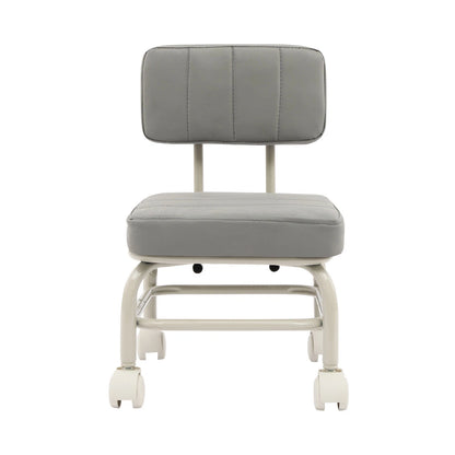 Low Rolling Stool with Backrest – Swivel Caster Wheels