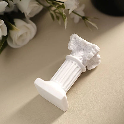 Home Collection 6-Piece White Resin Mini Roman Column Taper Candle Holders Set