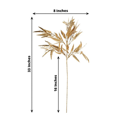 Home Collection 2PCS 33" Gold Artificial Bamboo Leaves Stems