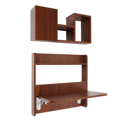 Wall-Mounted Bookshelf & Fold-Down Writing Table