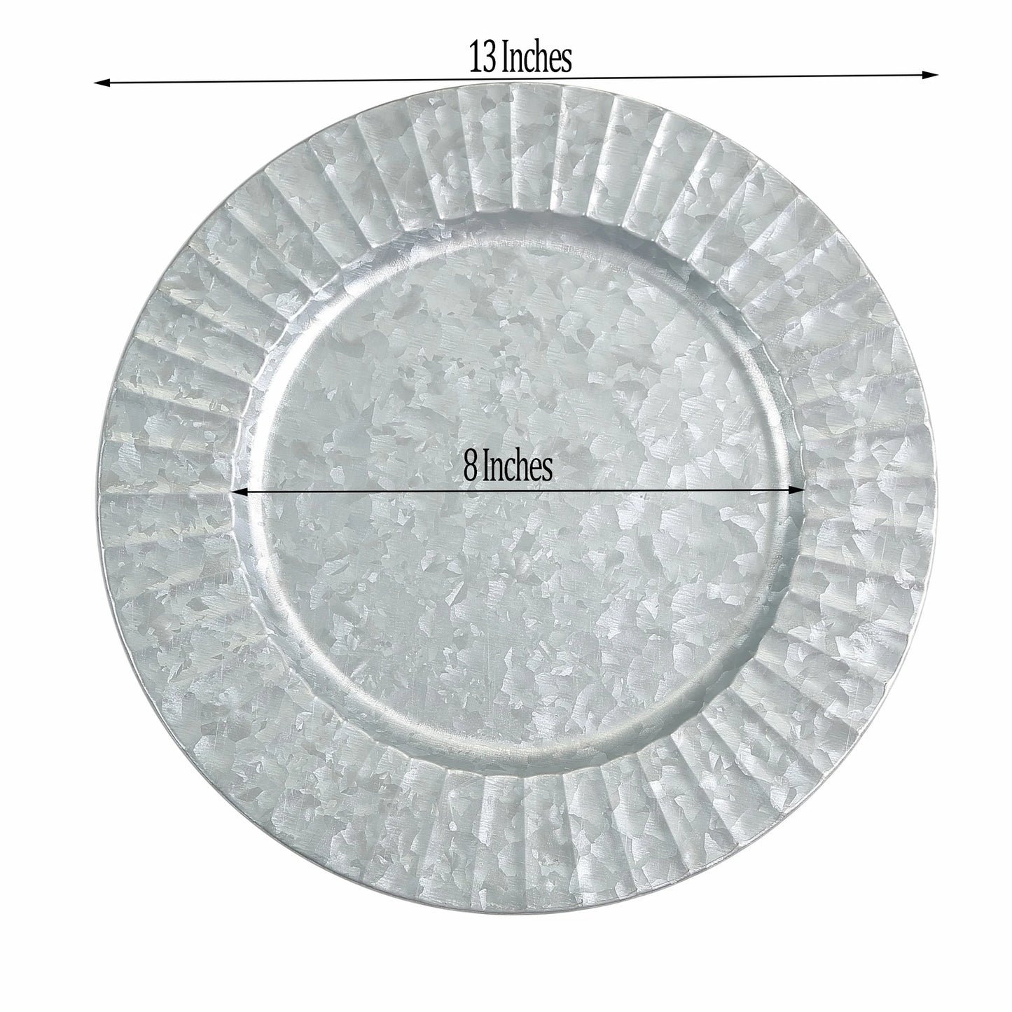 Home Collection 4-Pack 13-Inch Silver Galvanized Charger Plates Ruffled Rim