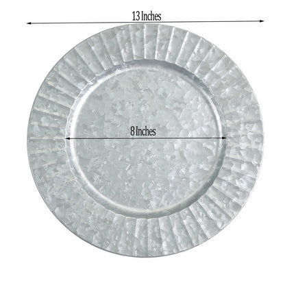 Home Collection 4-Pack 13-Inch Silver Galvanized Charger Plates Ruffled Rim