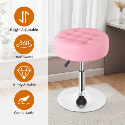 Pink PU Leather 360° Swivel Bar Stool Chair