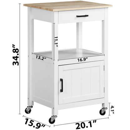 35'' Rolling Kitchen Island Cart with Storage Cabinet and Drawer