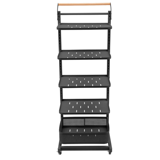 5-Tier Adjustable Pot & Pan Organizer Rack with Wheels