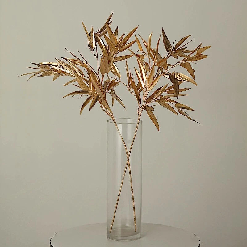 Home Collection 2PCS 33" Gold Artificial Bamboo Leaves Stems