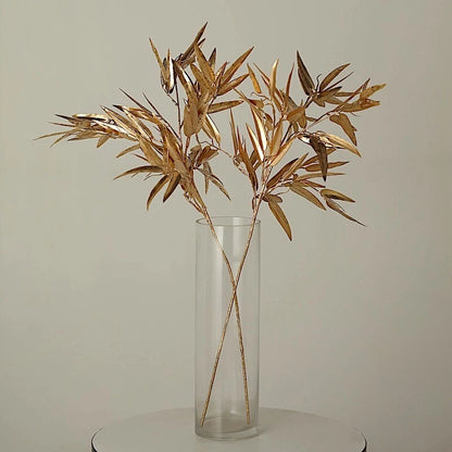 Home Collection 2PCS 33" Gold Artificial Bamboo Leaves Stems