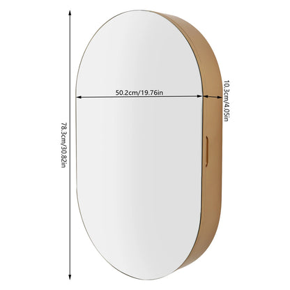 50.2*78.3cm Oval Bathroom Wall Storage Cabinet Mirror