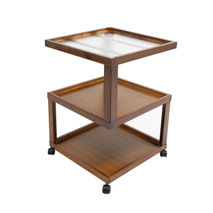 3-Tier Wood Nightstand End Table for Small Spaces with Open Storage