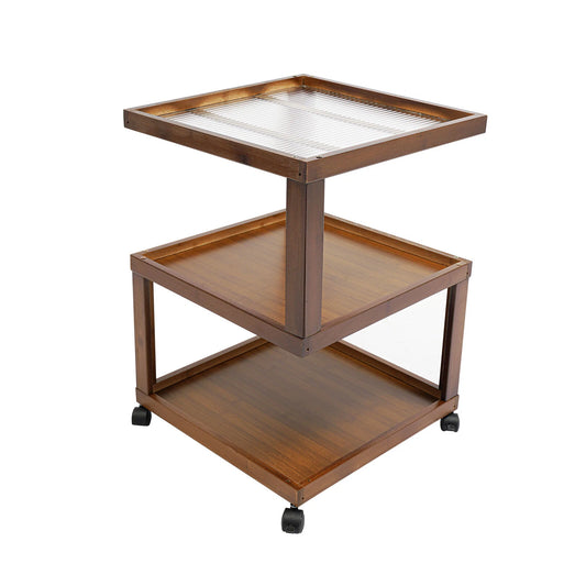 3-Tier Wood Nightstand End Table for Small Spaces with Open Storage
