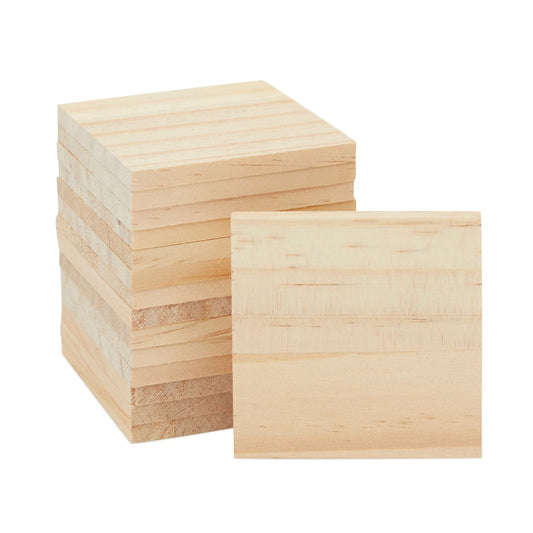 15 Pcs Unfinished Wooden Square Cutouts