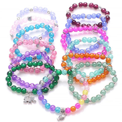 200 Pcs Crackle Glass Loose Beads – 8mm Round Beads