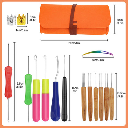 48-Piece Dreadlock Crochet Hook Tool Set with Storage Bag