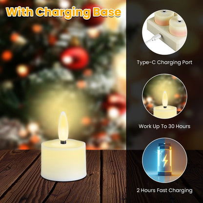 6-Pack Flameless Rechargeable LED Tea Lights with Remote & Timer