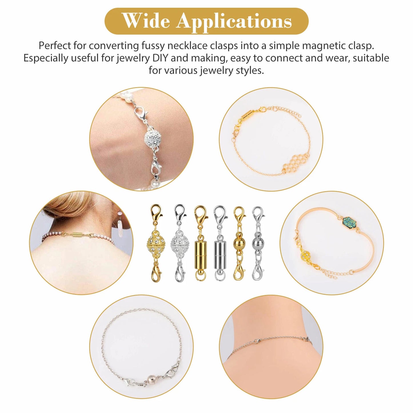 16PCS Gold & Silver Magnetic Lobster Clasp Jewelry Extender Set