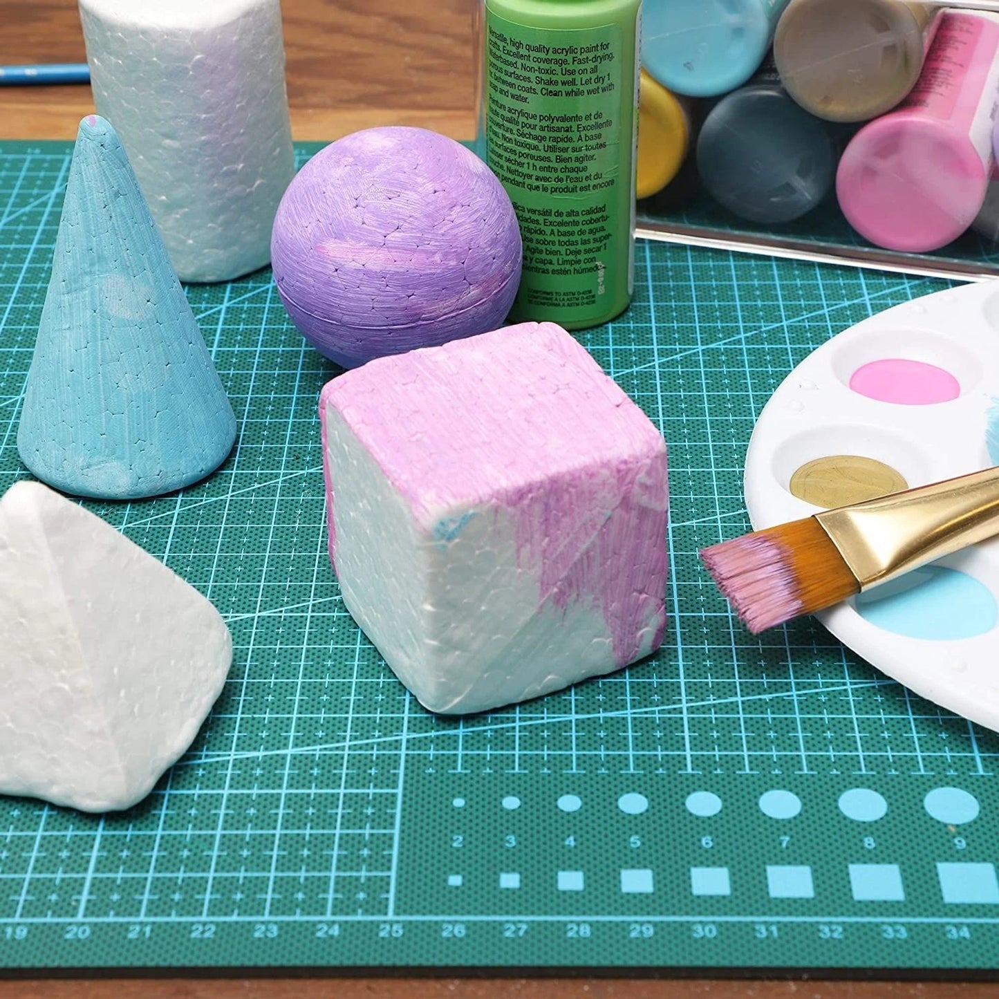 Home Collection 32-Pack White Foam Shapes, 8 Shapes Craft Foam Balls and Cones