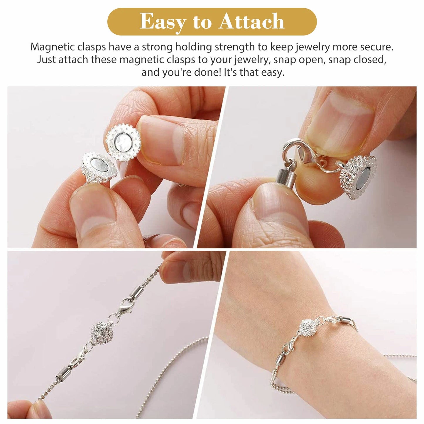 16PCS Gold & Silver Magnetic Lobster Clasp Jewelry Extender Set