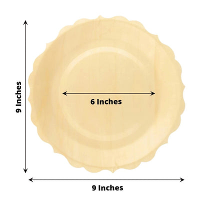 Home Collection 12-Pack 9" Natural Birch Wood Dinner Plates