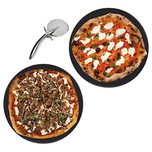 2-Pack Black Cordierite Ceramic Pizza Stones
