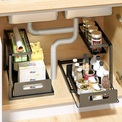 Home Collection 2-Tier Under Sink Organizer Sliding Drawer