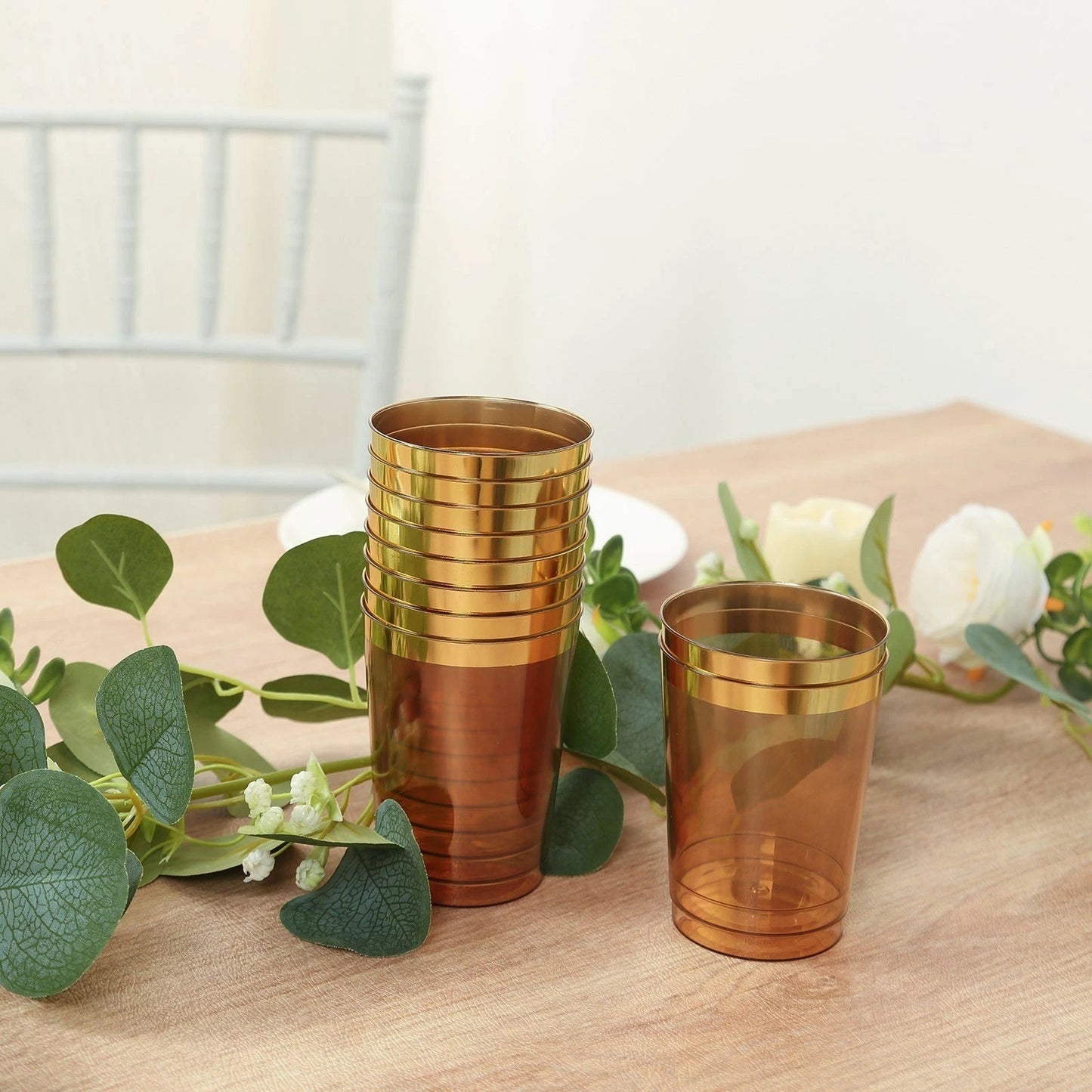 Home Collection 25-Pack Crystal Amber Gold Plastic Cups 10 oz